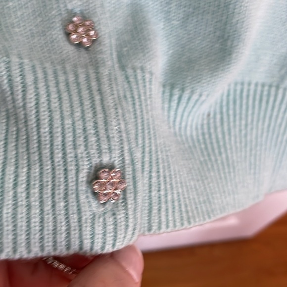 Girl’s Mint Green Cardigan Sweater - Picture 3 of 4
